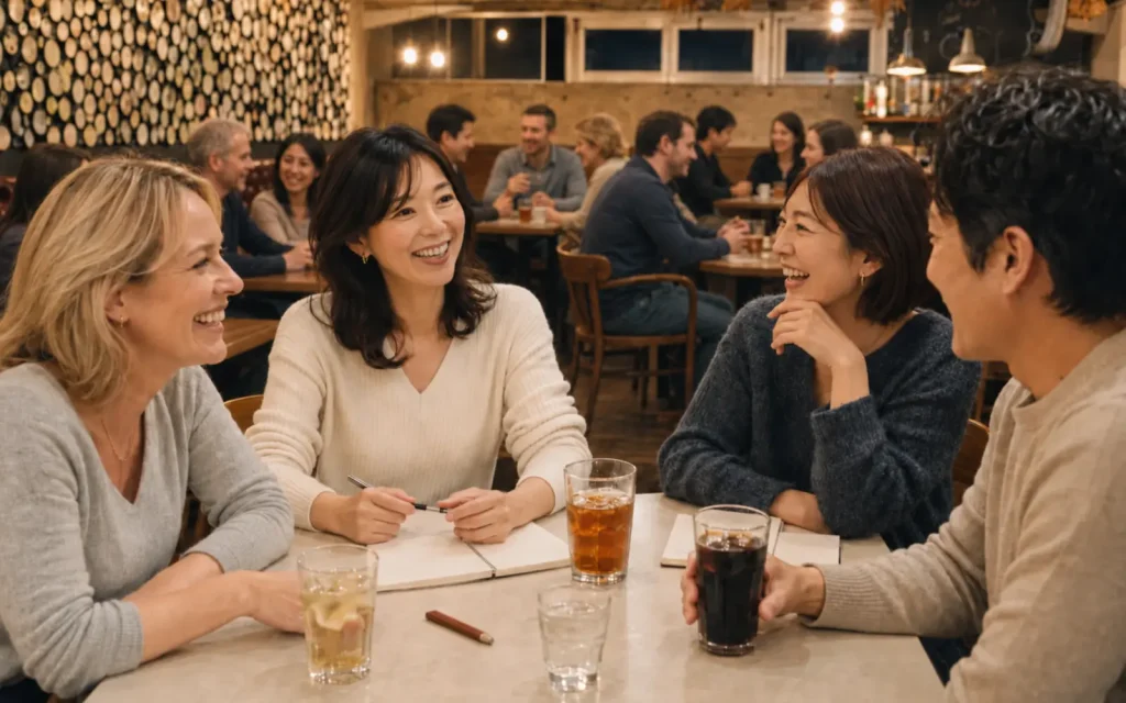 外国人ゲストと英語で会話を楽しむ英会話カフェの参加者