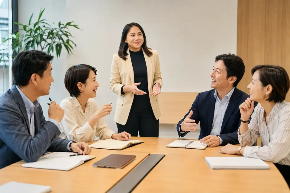 Roseが法人向け英語研修の開始を担当するイメージ