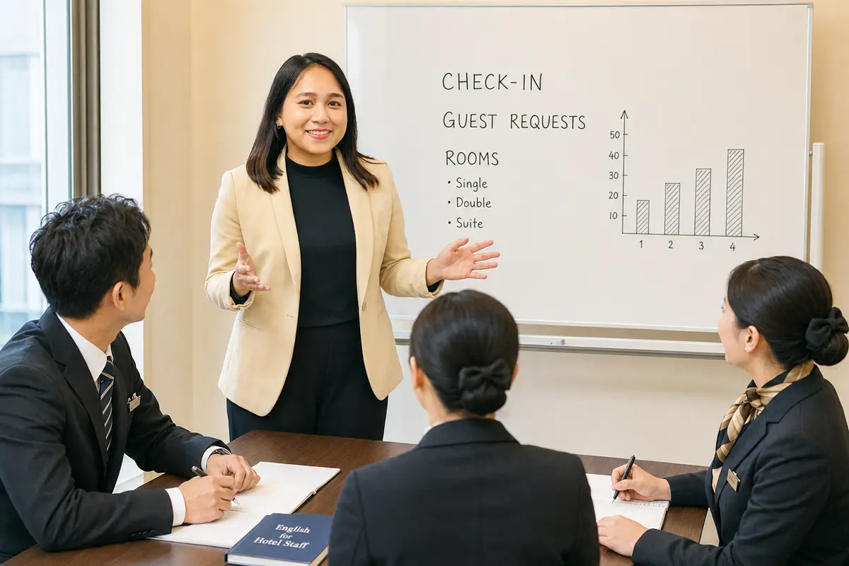 Rose講師によるホテルスタッフ向け訪問英会話研修イメージ