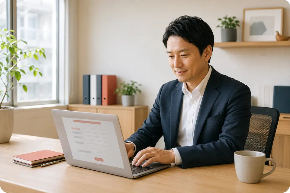 企業担当者が問い合わせフォームを入力するイメージ