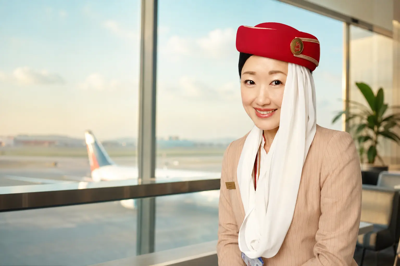 海外旅行英会話を担当する元エミレーツ航空客室乗務員のタン千明講師