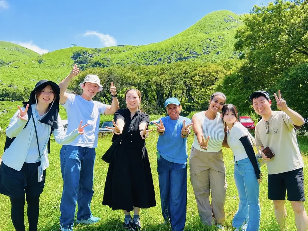 平尾台で国際交流イベントに参加した皆さん