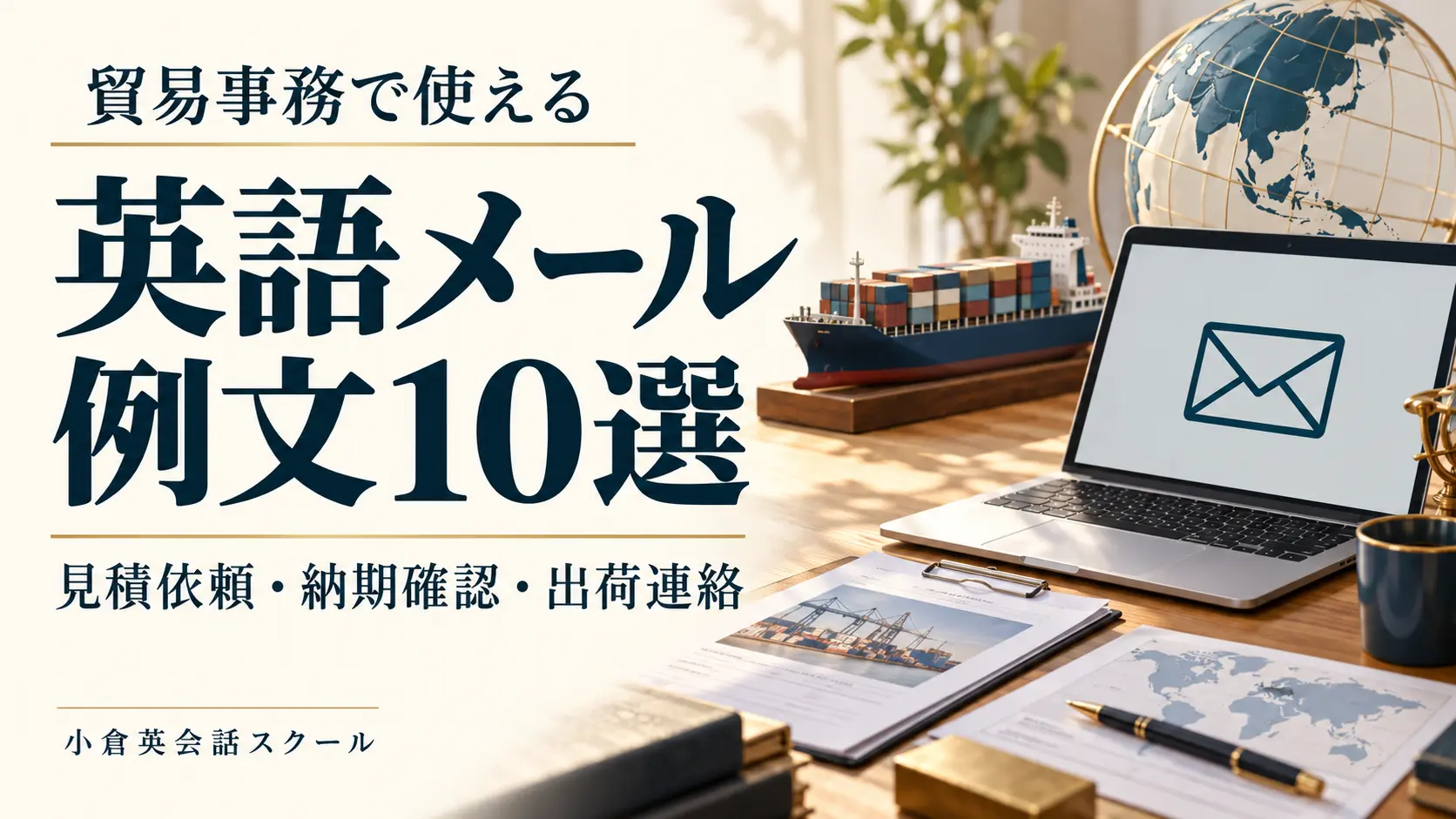貿易事務で使える英語メール例文10選。見積依頼・納期確認・出荷連絡を紹介する記事の表紙